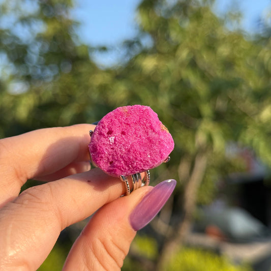 Raw stone of natural Ruby handmade unique ring with shining and clean surface